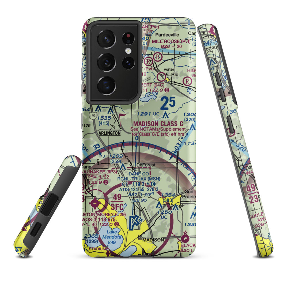 Del Monte Airport (WI51) VFR Sectional Samsung Phone Case Samsung Galaxy S21 Plus model shown