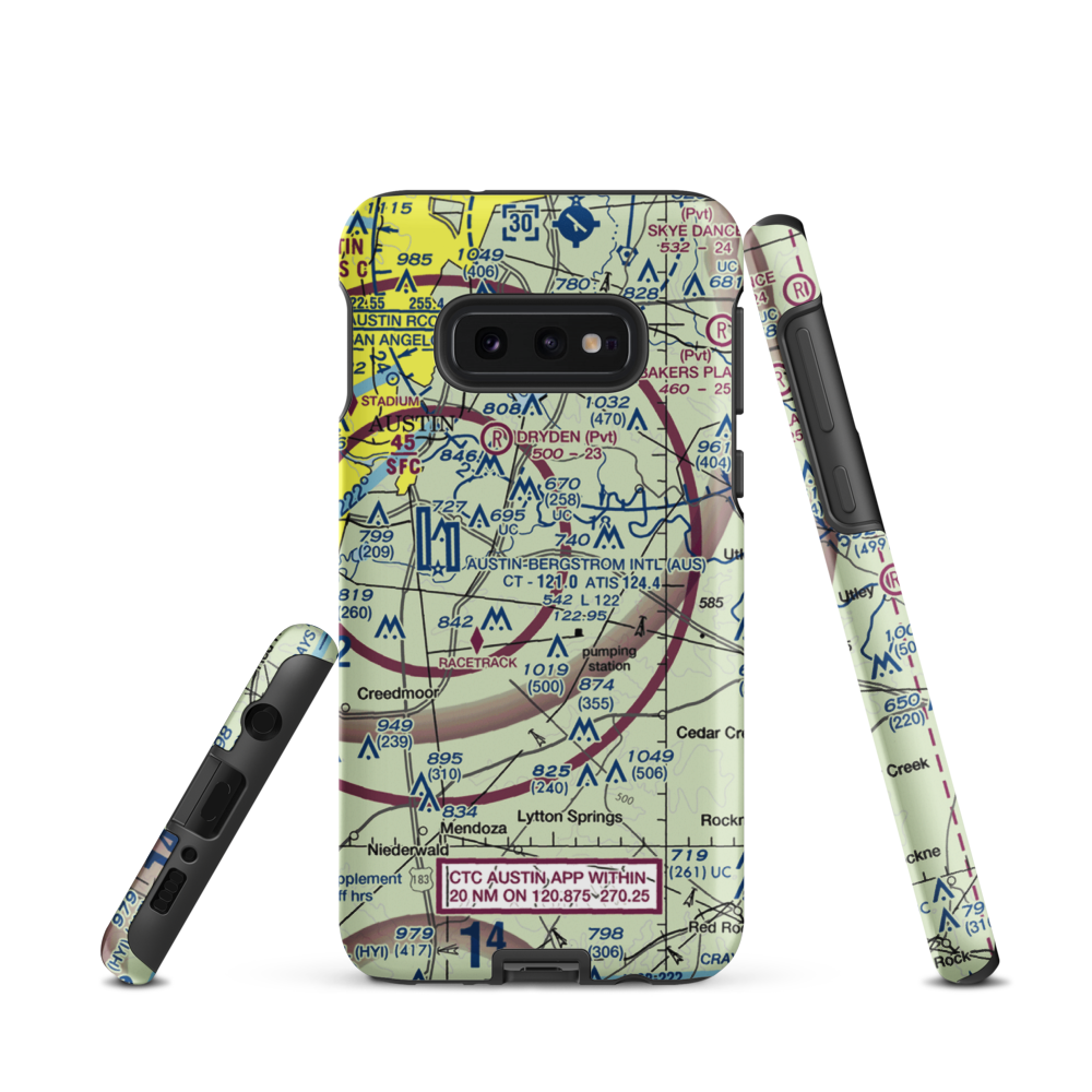 Del Valle Airport (TA55) VFR Sectional Samsung Phone Case Samsung Galaxy S10e model shown