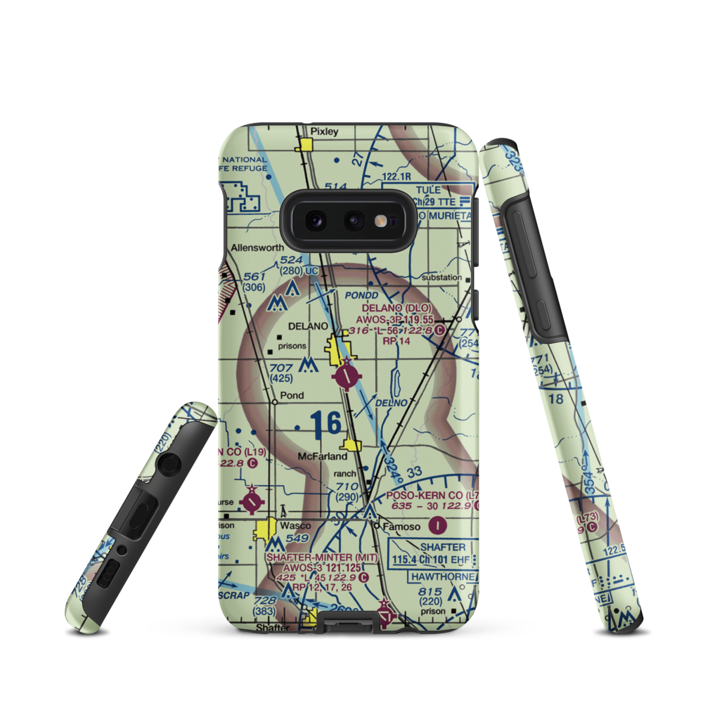 Delano Municipal Airport (DLO) VFR Sectional Samsung Phone Case Samsung Galaxy S10 Plus model shown