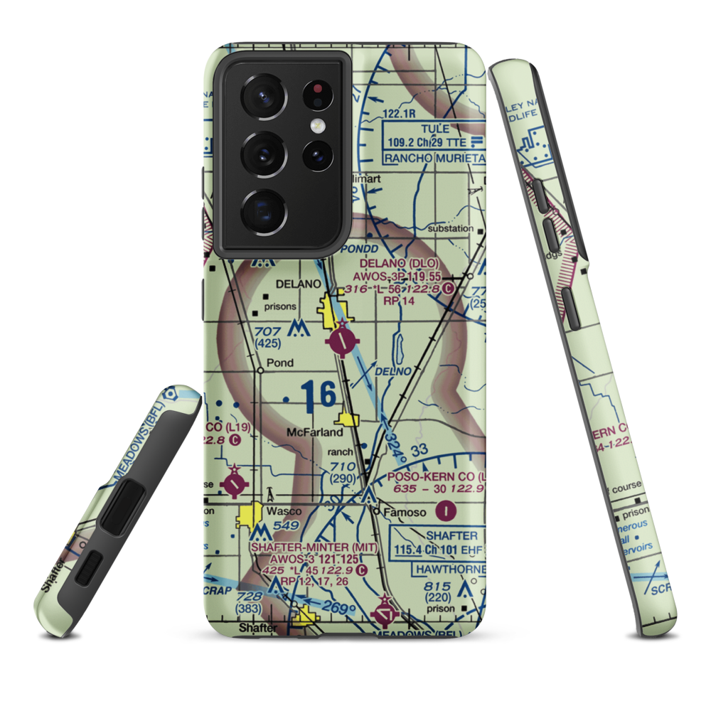 Delano Municipal Airport (DLO) VFR Sectional Samsung Phone Case Samsung Galaxy S21 Ultra model shown