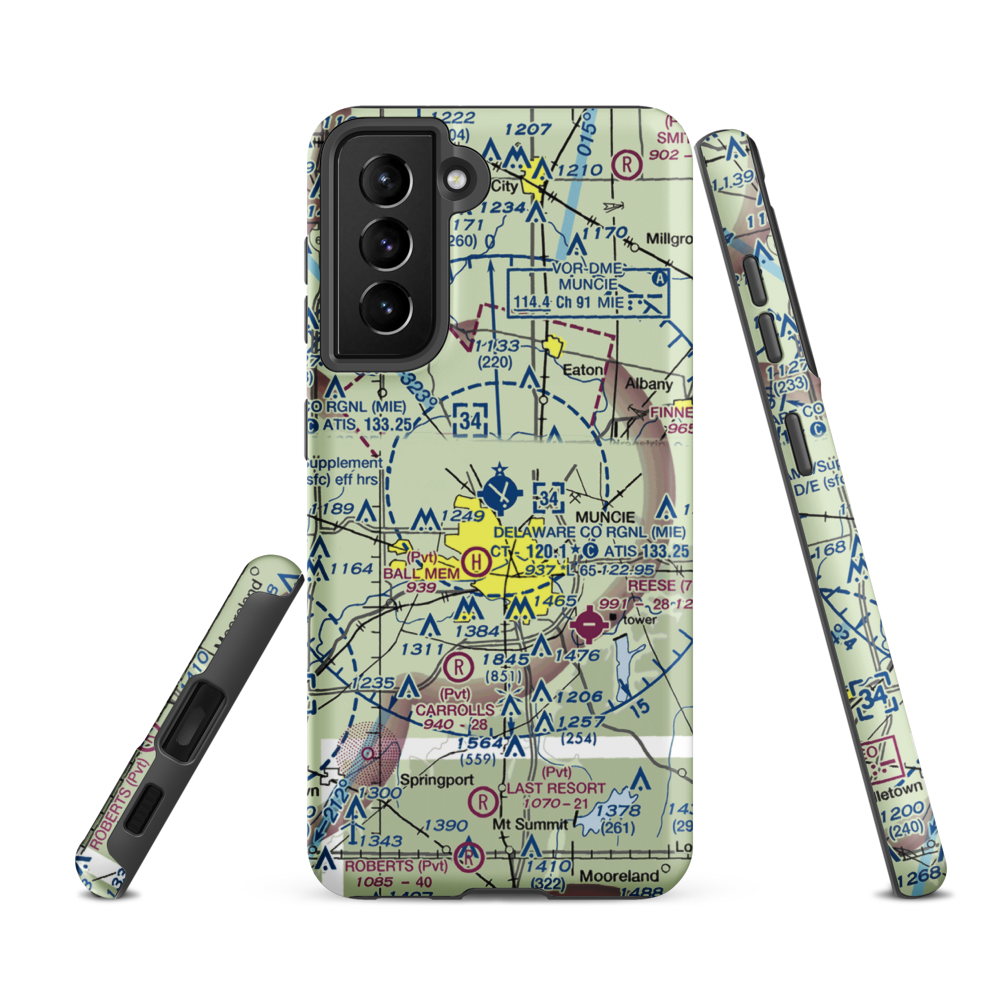Delaware County Johnson Field (MIE) VFR Sectional Samsung Phone Case Samsung Galaxy S21 FE model shown