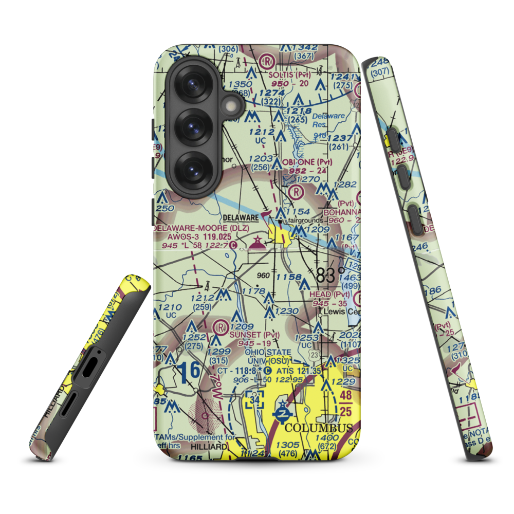Delaware Municipal Airport (DLZ) VFR Sectional Samsung Phone Case Samsung Galaxy S25 Plus model shown