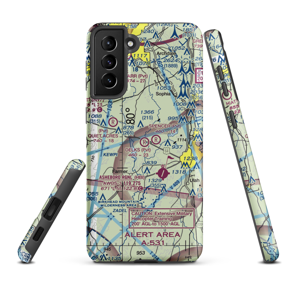 Delk's Airport (1NC0) VFR Sectional Samsung Phone Case Samsung Galaxy S21 Plus model shown