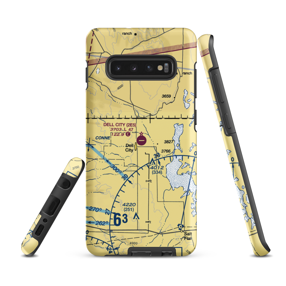 Dell City Municipal Airport (2E5) VFR Sectional Samsung Phone Case Samsung Galaxy S10 Plus model shown