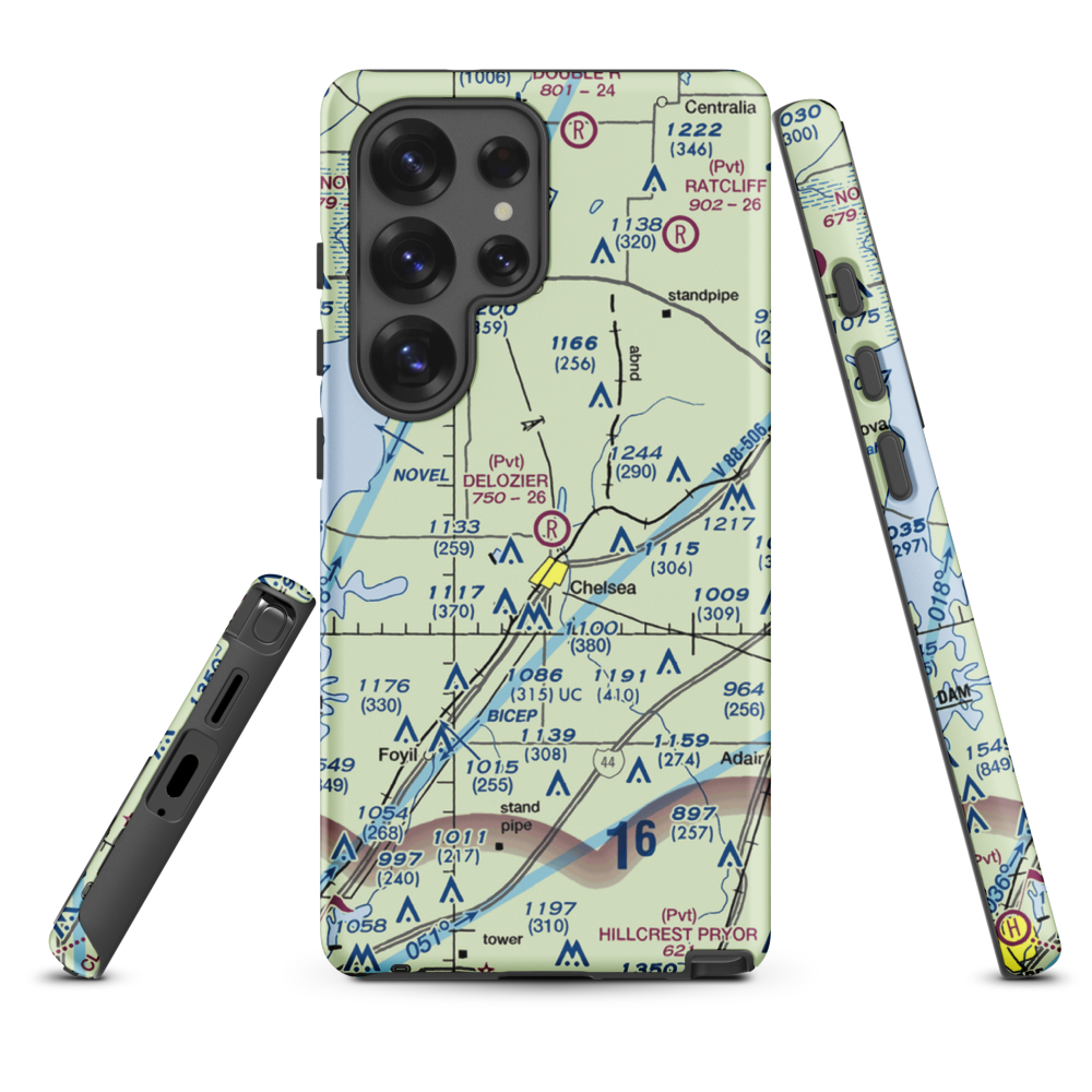 Delozier Airport (OK78) VFR Sectional Samsung Phone Case Samsung Galaxy S25 Ultra model shown