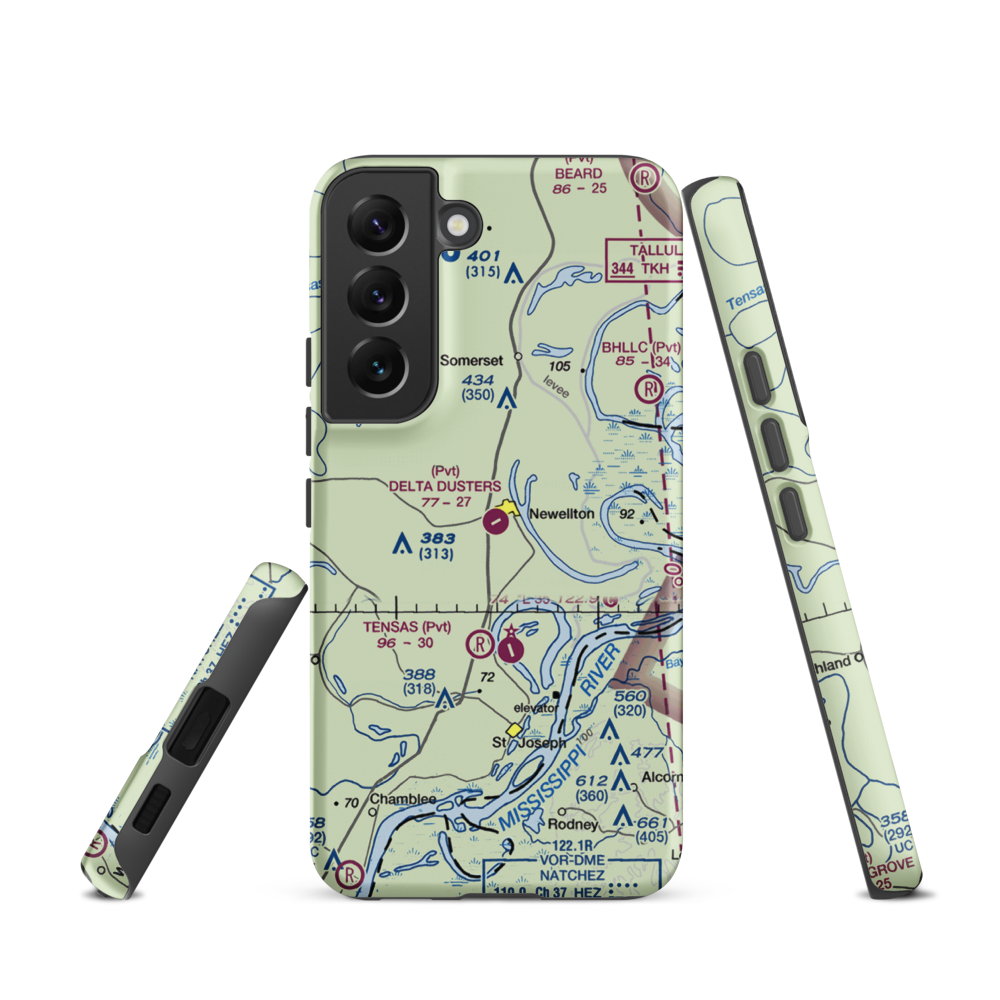 Delta Dusters, LLC Airport (LS83) VFR Sectional Samsung Phone Case Samsung Galaxy S22 model shown