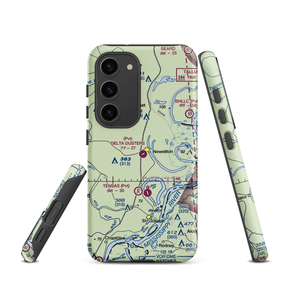 Delta Dusters, LLC Airport (LS83) VFR Sectional Samsung Phone Case Samsung Galaxy S23 model shown