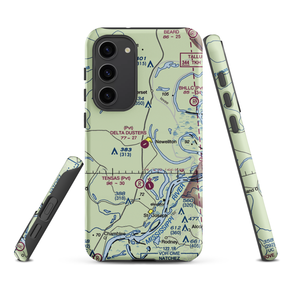 Delta Dusters, LLC Airport (LS83) VFR Sectional Samsung Phone Case Samsung Galaxy S23 Plus model shown