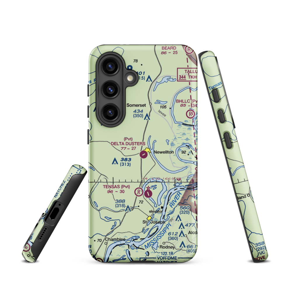Delta Dusters, LLC Airport (LS83) VFR Sectional Samsung Phone Case Samsung Galaxy S24 model shown