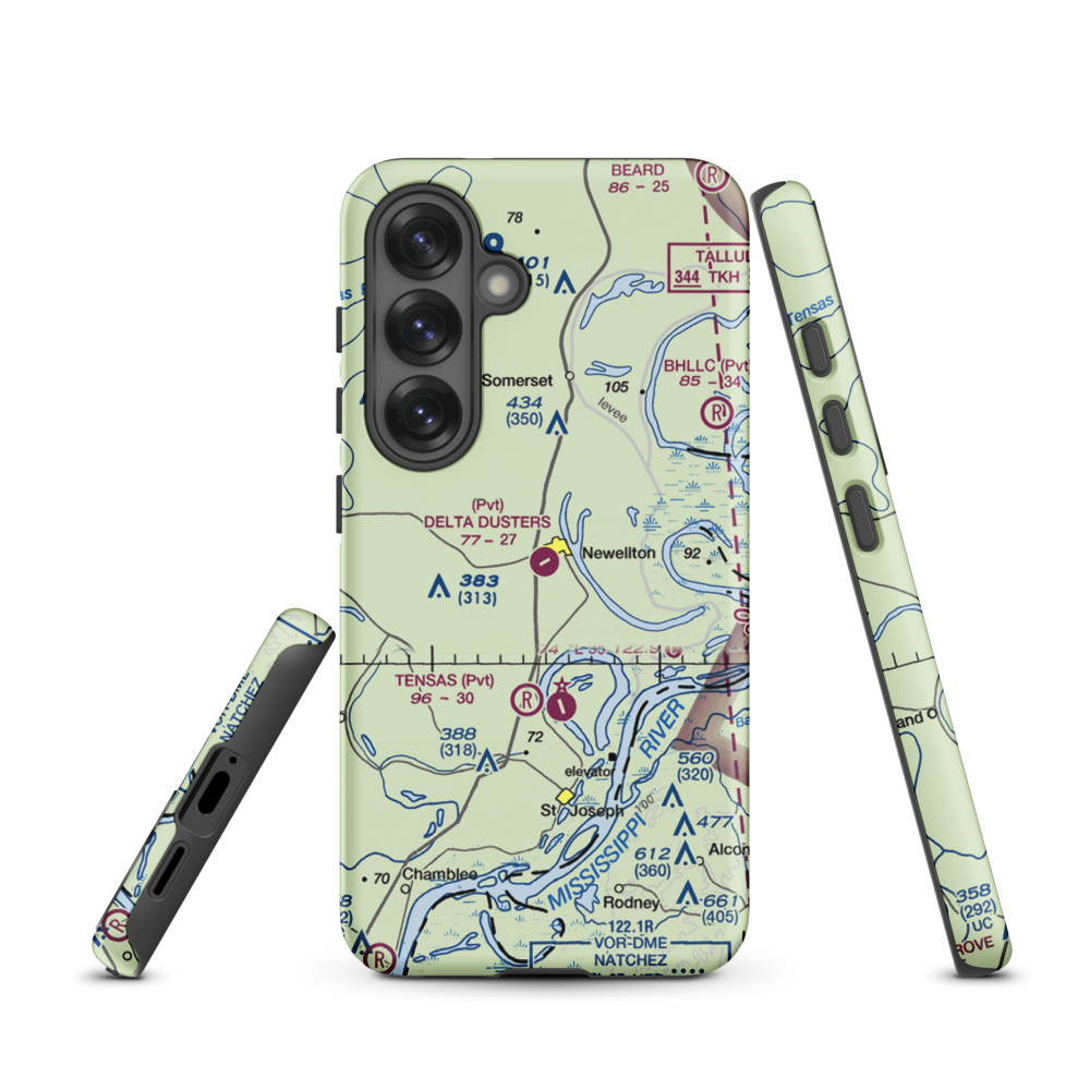 Delta Dusters, LLC Airport (LS83) VFR Sectional Samsung Phone Case Samsung Galaxy S25 model shown