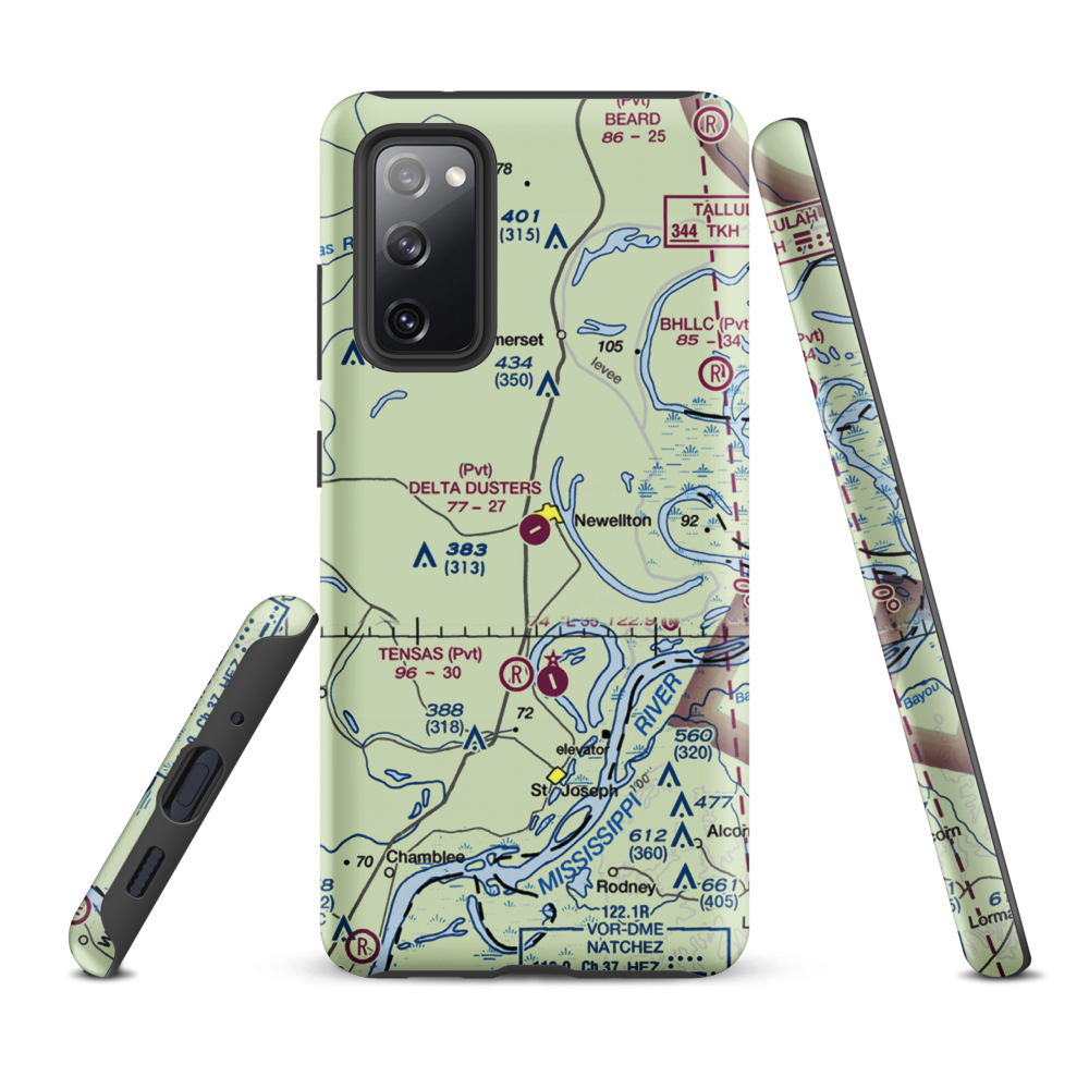 Delta Dusters, LLC Airport (LS83) VFR Sectional Samsung Phone Case Samsung Galaxy S20 FE model shown