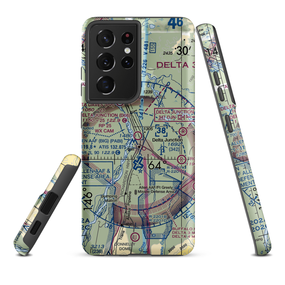Delta Junction Airport (D66) VFR Sectional Samsung Phone Case Samsung Galaxy S21 Ultra model shown