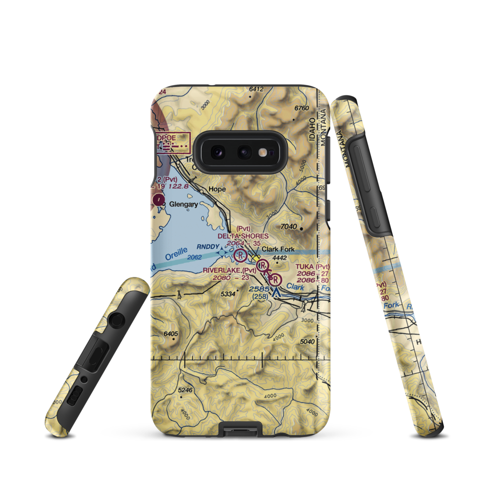 Delta Shores Airport (00ID) VFR Sectional Samsung Phone Case Samsung Galaxy S10 Plus model shown