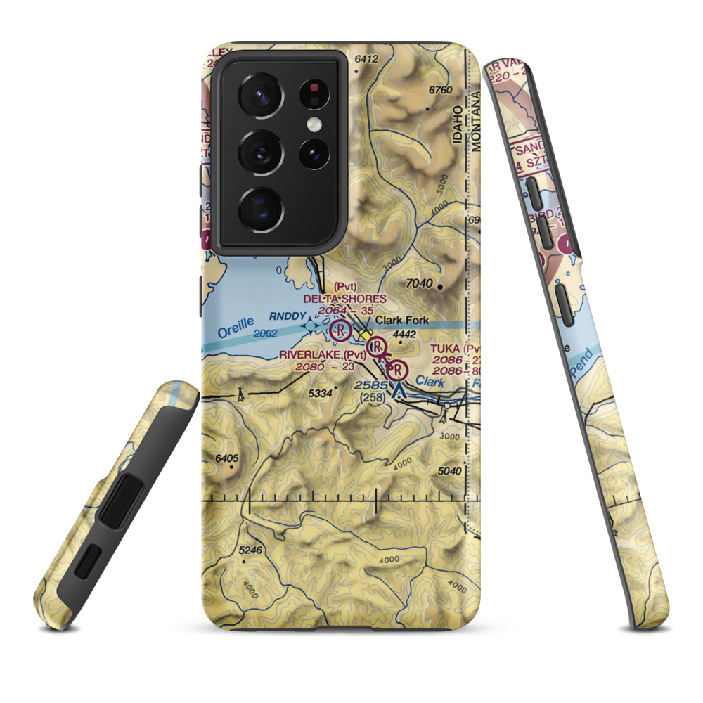 Delta Shores Airport (00ID) VFR Sectional Samsung Phone Case Samsung Galaxy S21 Ultra model shown