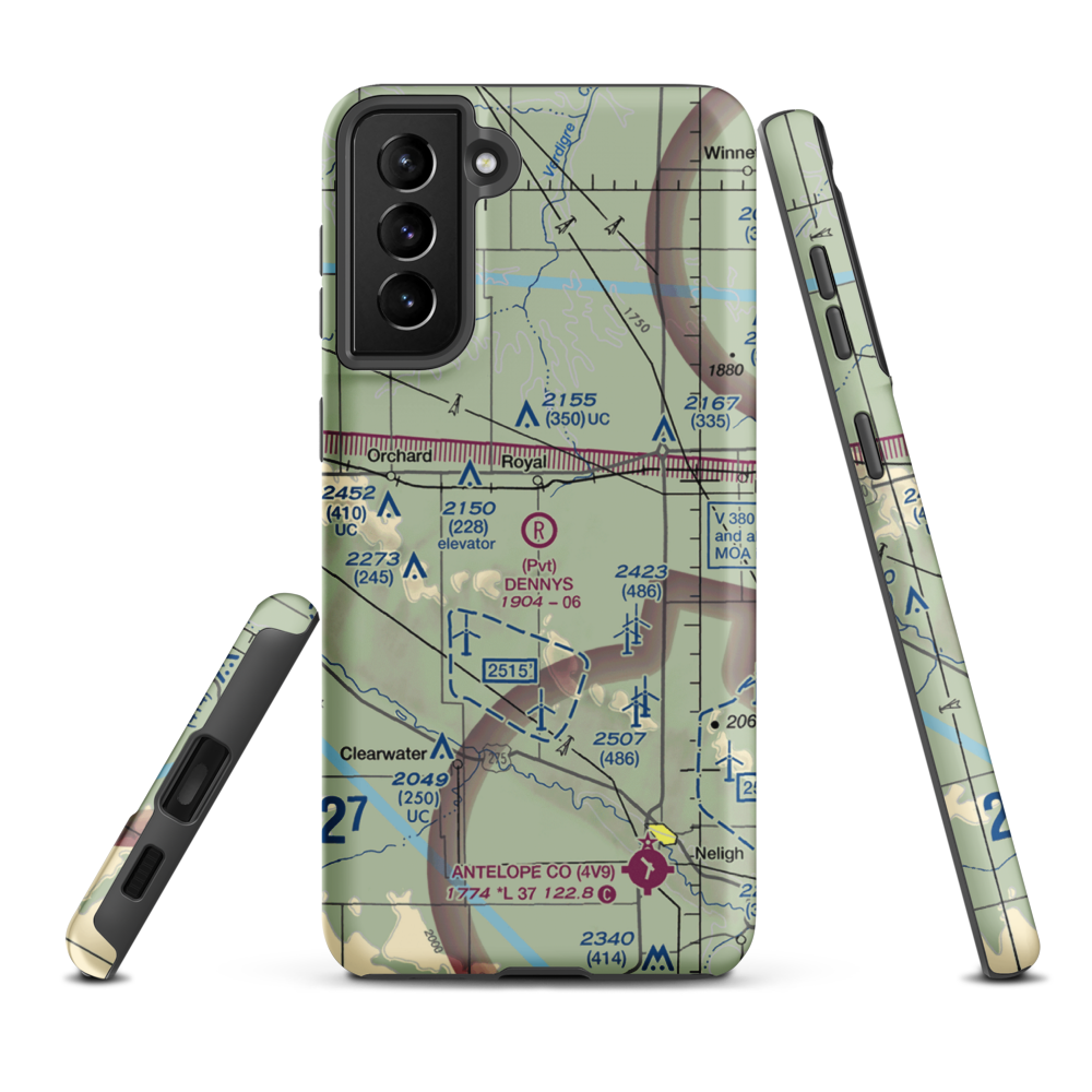 Dennys Playground Airport (NE51) VFR Sectional Samsung Phone Case Samsung Galaxy S21 Plus model shown
