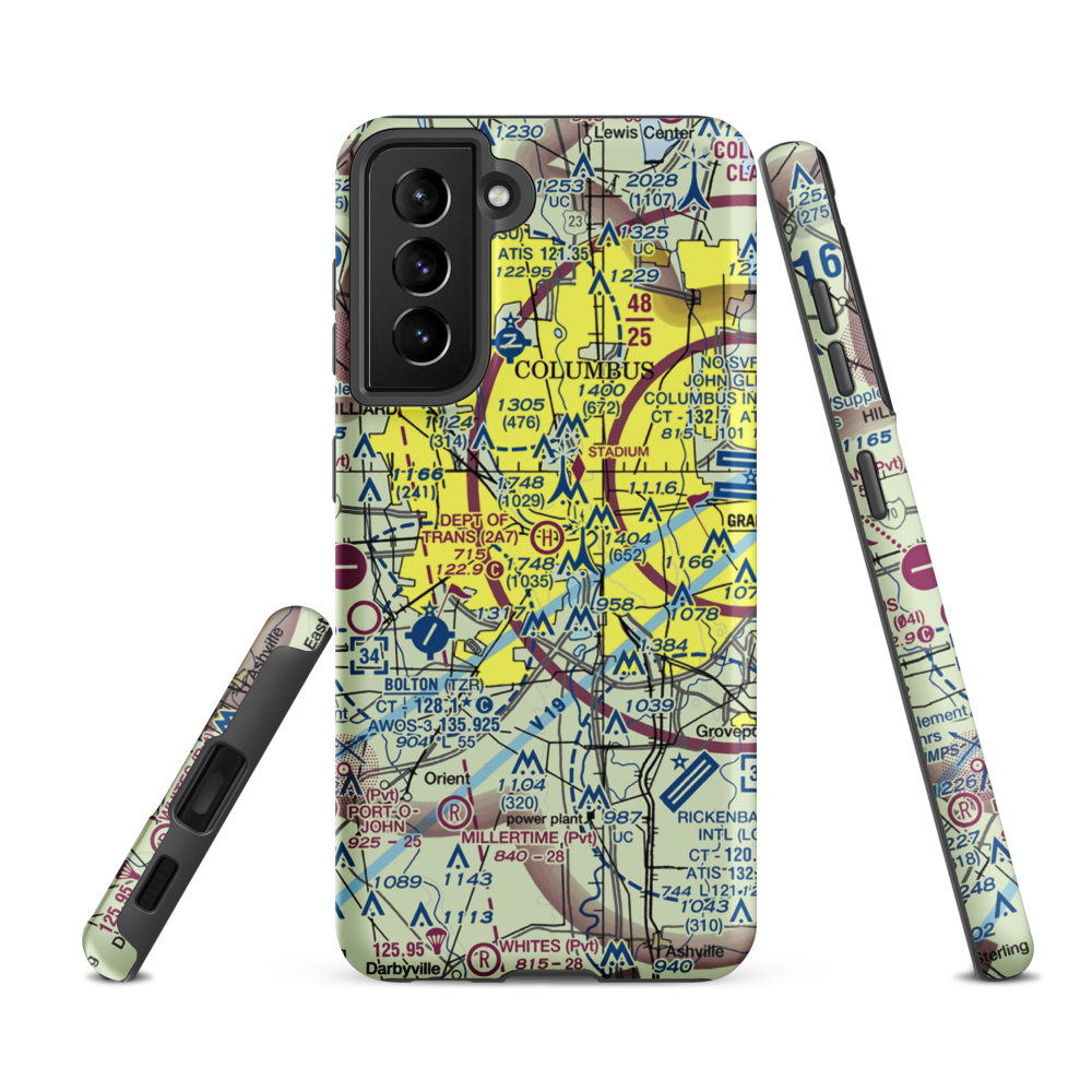 Department of Transportation Heliport (2A7) VFR Sectional Samsung Phone Case Samsung Galaxy S21 FE model shown