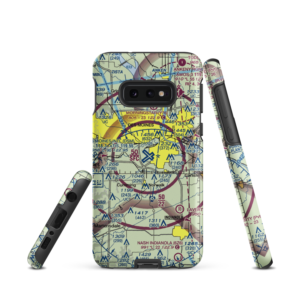 Des Moines International Airport (DSM) VFR Sectional Samsung Phone Case Samsung Galaxy S10 Plus model shown