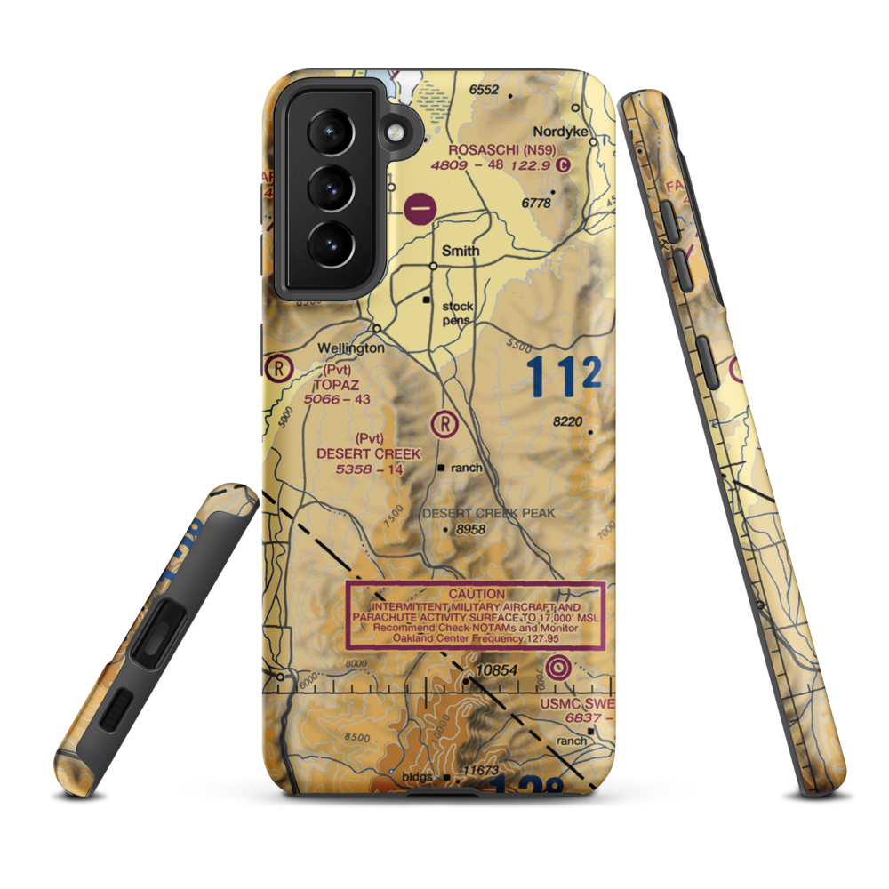 Desert Creek Airport (NV97) VFR Sectional Samsung Phone Case Samsung Galaxy S21 FE model shown