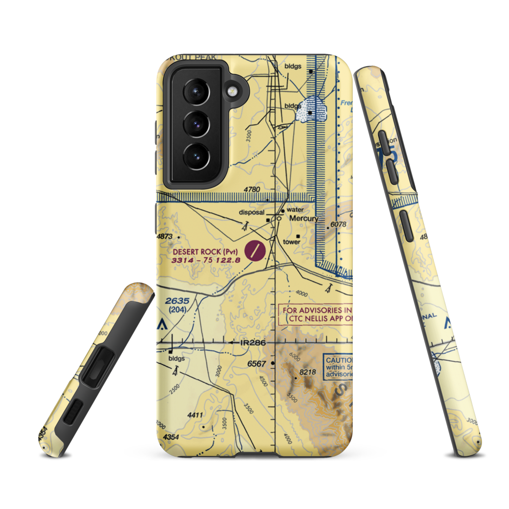 Desert Rock Airport (NV65) VFR Sectional Samsung Phone Case Samsung Galaxy S21 FE model shown