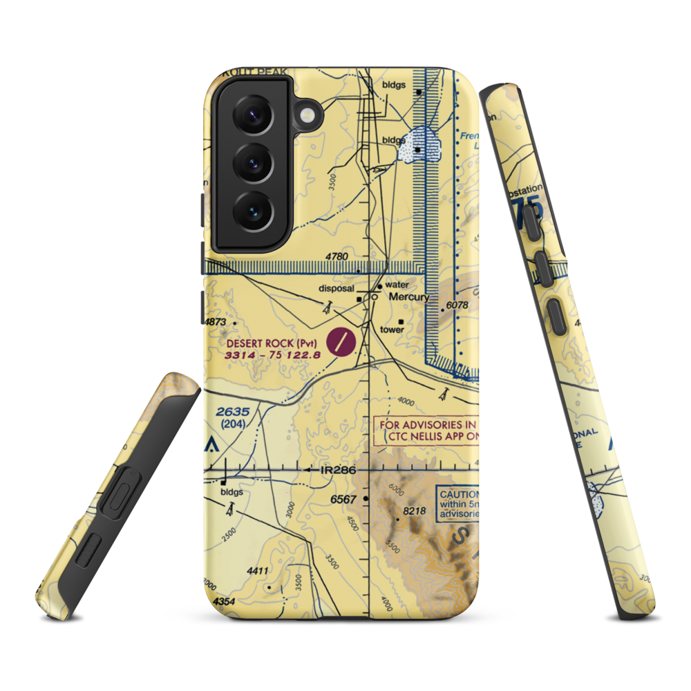 Desert Rock Airport (NV65) VFR Sectional Samsung Phone Case Samsung Galaxy S22 Plus model shown