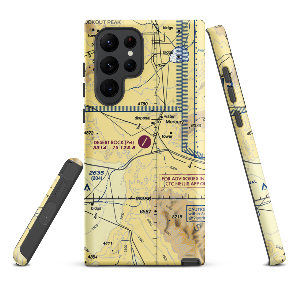 Desert Rock Airport (NV65) VFR Sectional Samsung Phone Case Samsung Galaxy S22 Ultra model shown