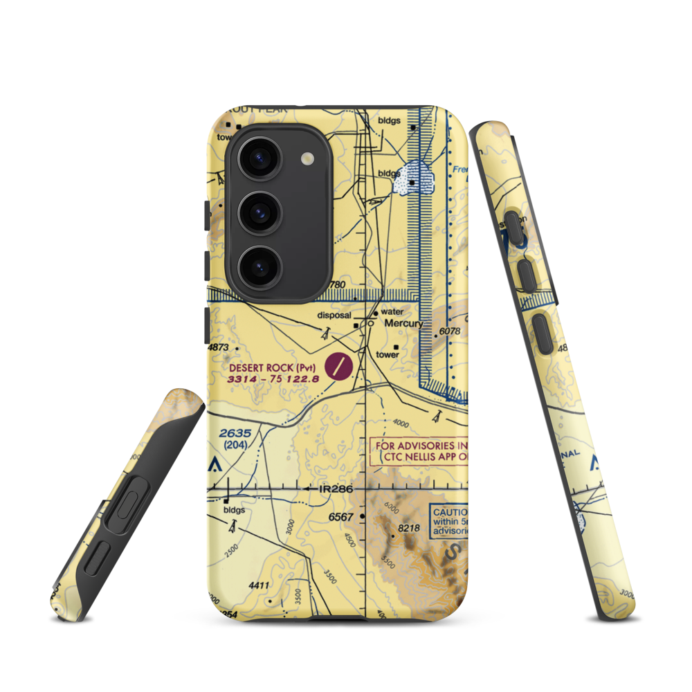 Desert Rock Airport (NV65) VFR Sectional Samsung Phone Case Samsung Galaxy S23 model shown