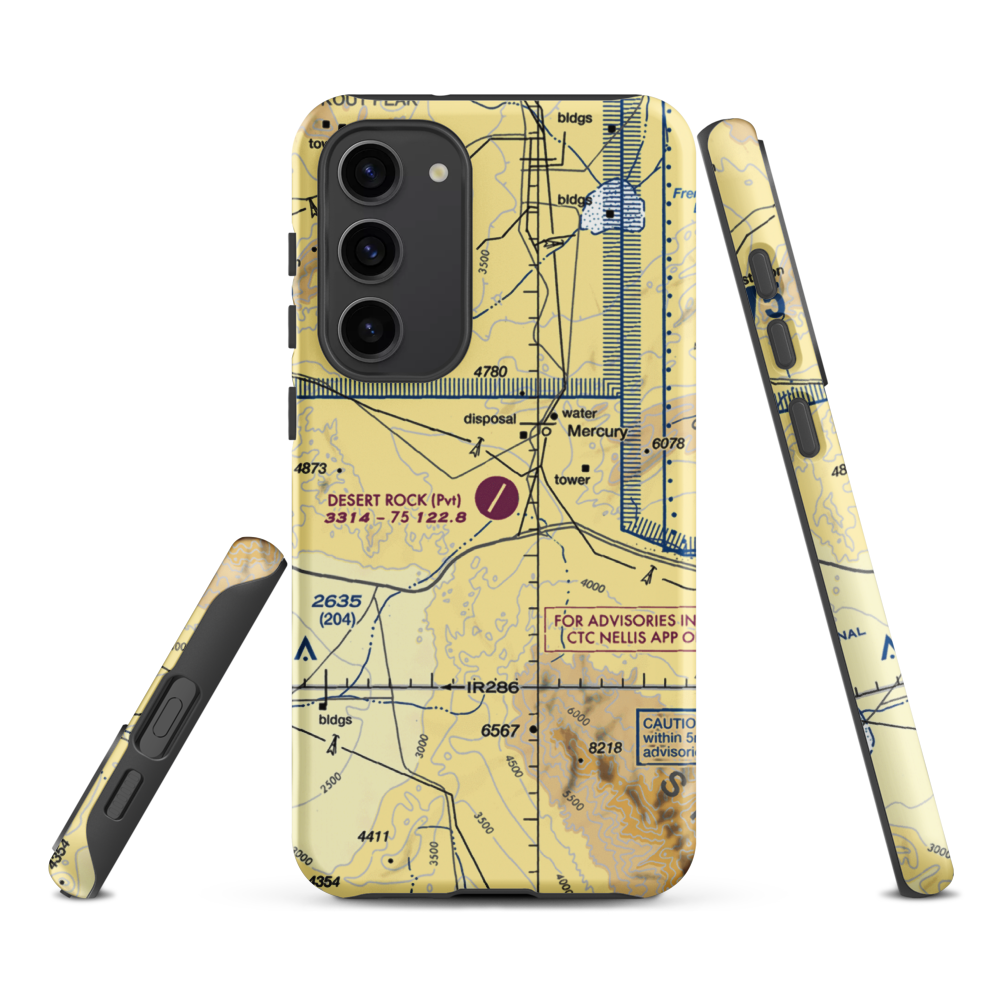 Desert Rock Airport (NV65) VFR Sectional Samsung Phone Case Samsung Galaxy S23 Plus model shown