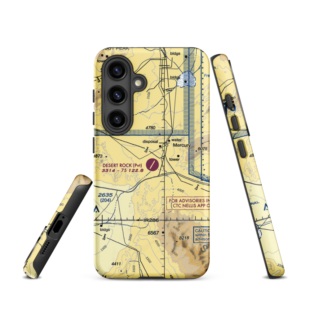 Desert Rock Airport (NV65) VFR Sectional Samsung Phone Case Samsung Galaxy S24 model shown