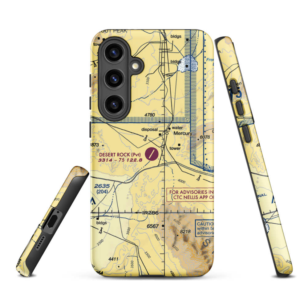 Desert Rock Airport (NV65) VFR Sectional Samsung Phone Case Samsung Galaxy S24 Plus model shown