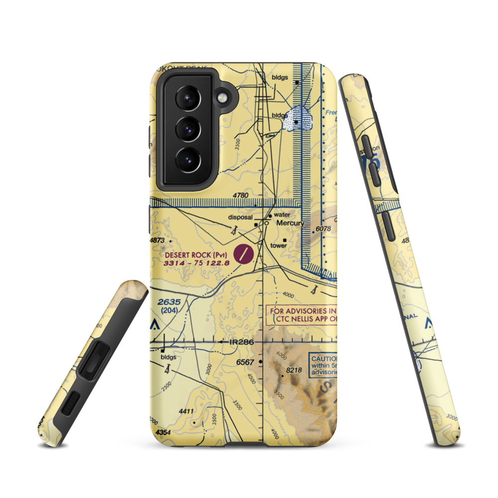 Desert Rock Airport (NV65) VFR Sectional Samsung Phone Case Samsung Galaxy S21 model shown