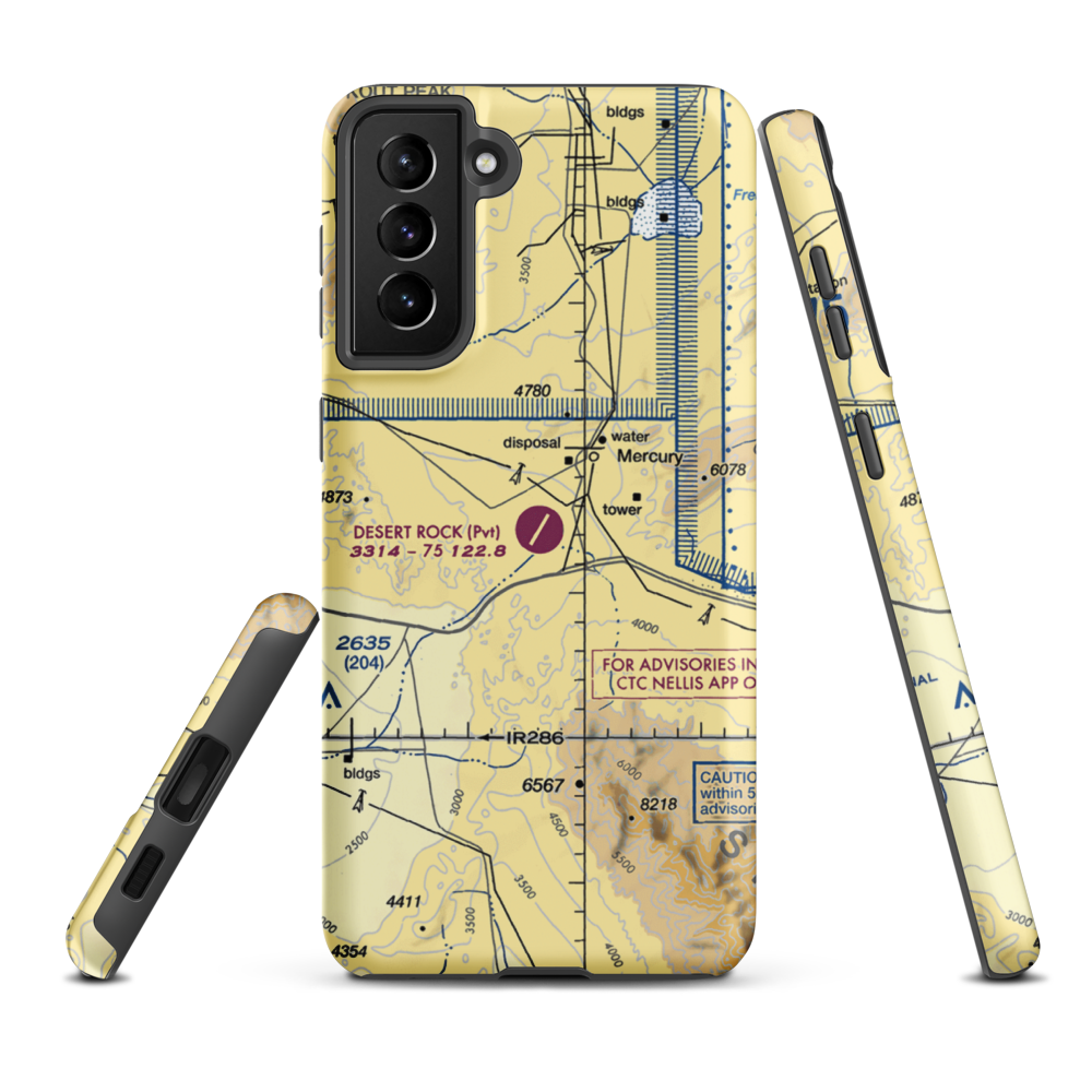 Desert Rock Airport (NV65) VFR Sectional Samsung Phone Case Samsung Galaxy S21 Plus model shown