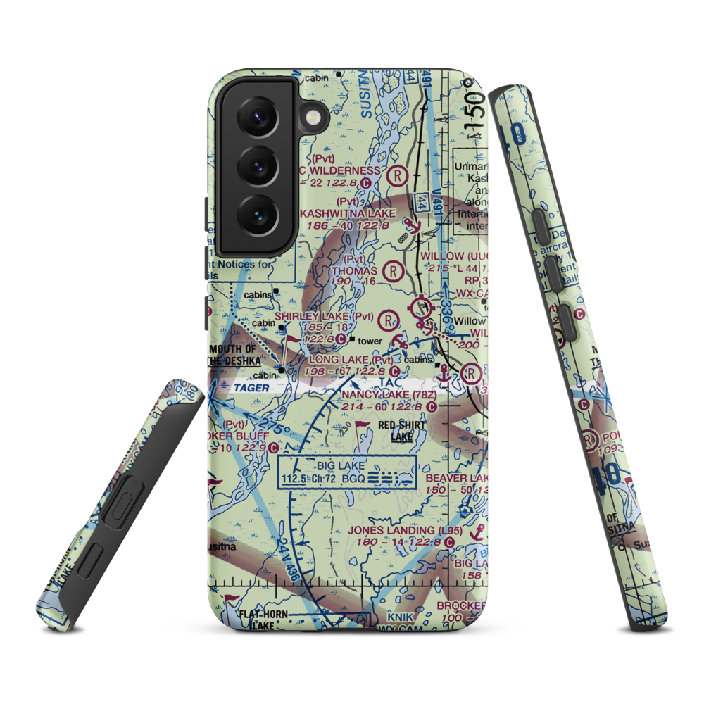 Deshka Landing Airport (3AK1) VFR Sectional Samsung Phone Case Samsung Galaxy S22 Plus model shown