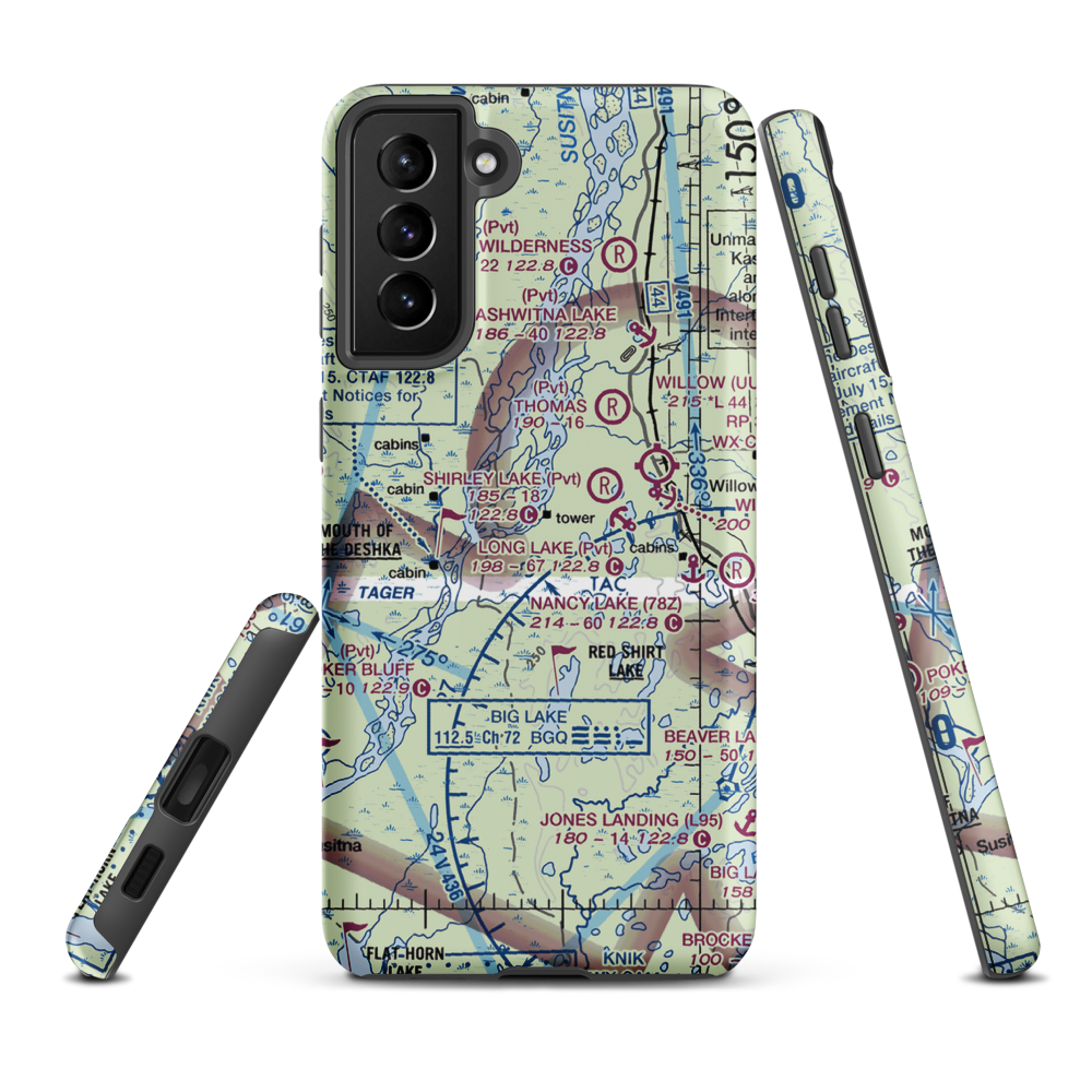 Deshka Landing Airport (3AK1) VFR Sectional Samsung Phone Case Samsung Galaxy S21 FE model shown