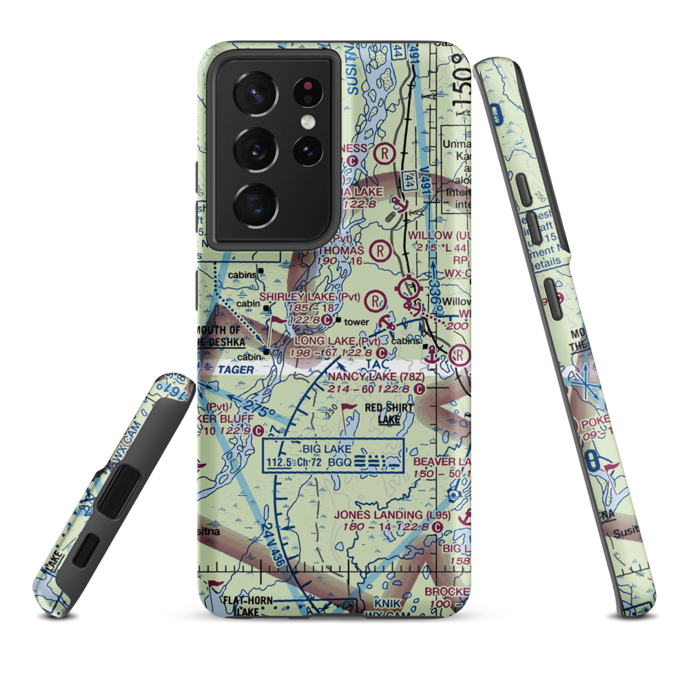 Deshka Landing Airport (3AK1) VFR Sectional Samsung Phone Case Samsung Galaxy S21 Plus model shown