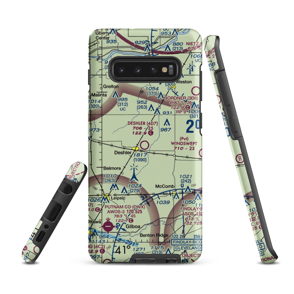 Deshler Municipal Landing Strip (6D7) VFR Sectional Samsung Phone Case Samsung Galaxy S10 Plus model shown