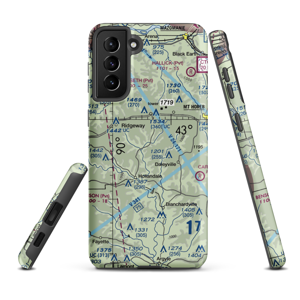 Desmet Airport (WI53) VFR Sectional Samsung Phone Case Samsung Galaxy S21 Plus model shown