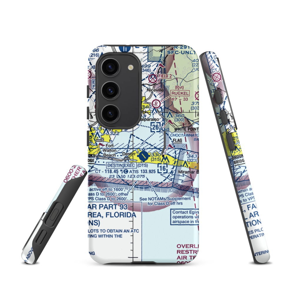 Destin Executive Airport (DTS) VFR Sectional Samsung Phone Case Samsung Galaxy S23 model shown