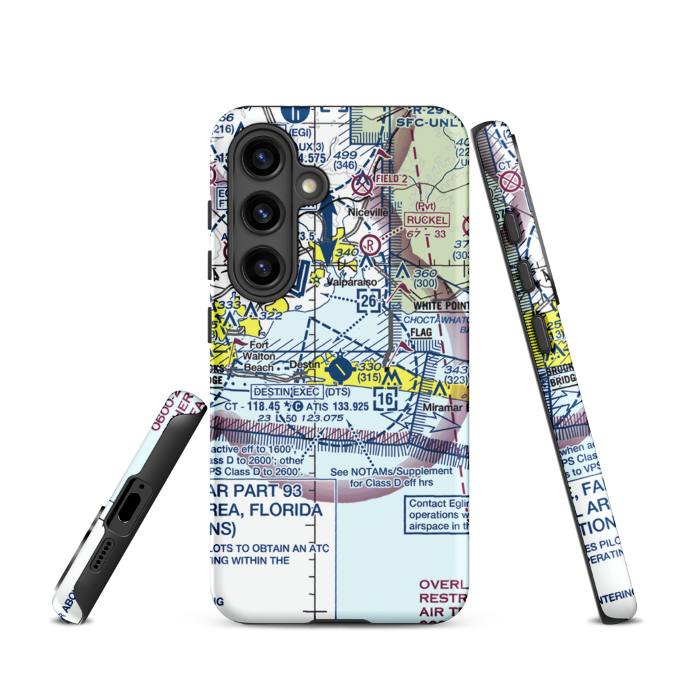 Destin Executive Airport (DTS) VFR Sectional Samsung Phone Case Samsung Galaxy S24 model shown