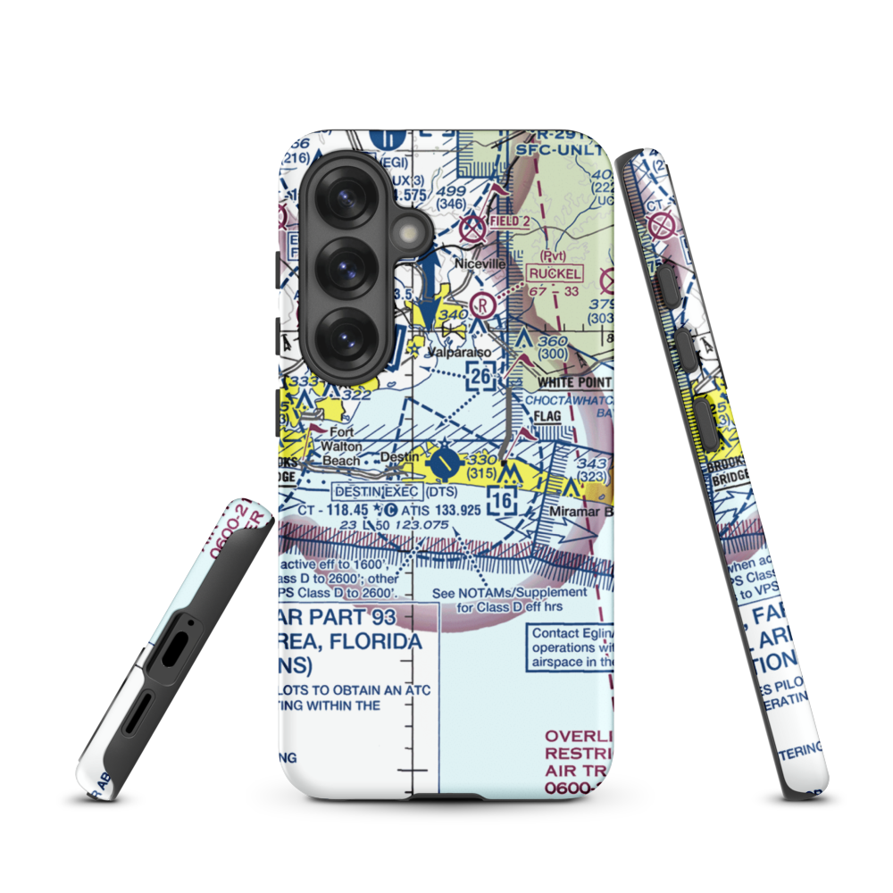 Destin Executive Airport (DTS) VFR Sectional Samsung Phone Case Samsung Galaxy S25 model shown
