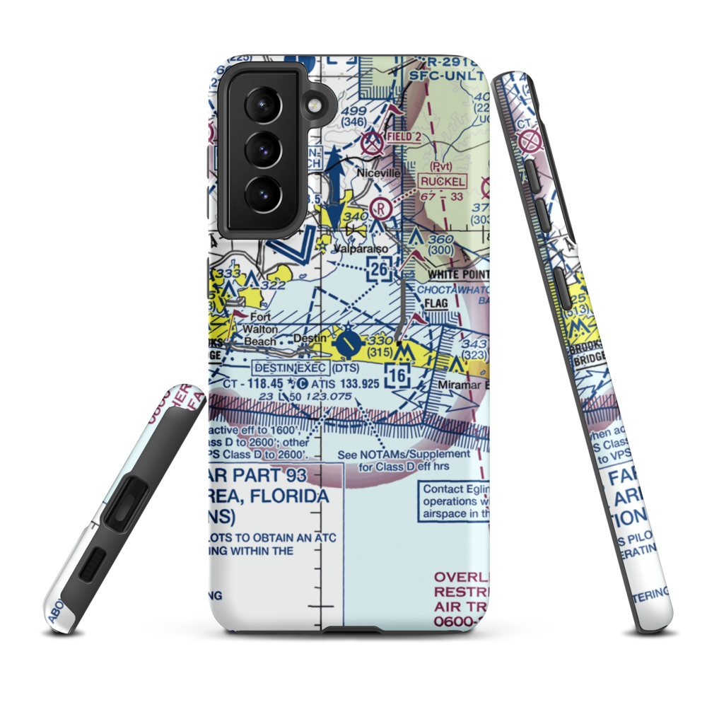 Destin Executive Airport (DTS) VFR Sectional Samsung Phone Case Samsung Galaxy S21 FE model shown