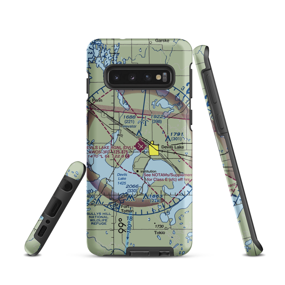 Devils Lake Regional Airport (DVL) VFR Sectional Samsung Phone Case Samsung Galaxy S10 model shown