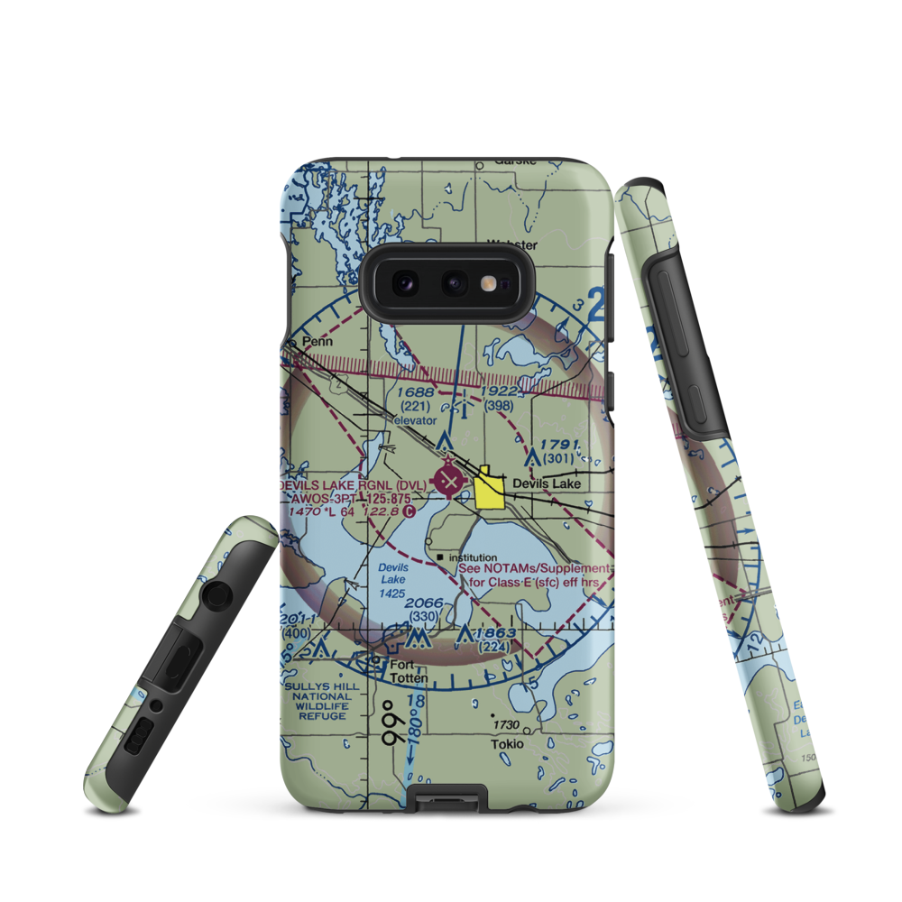 Devils Lake Regional Airport (DVL) VFR Sectional Samsung Phone Case Samsung Galaxy S10 Plus model shown