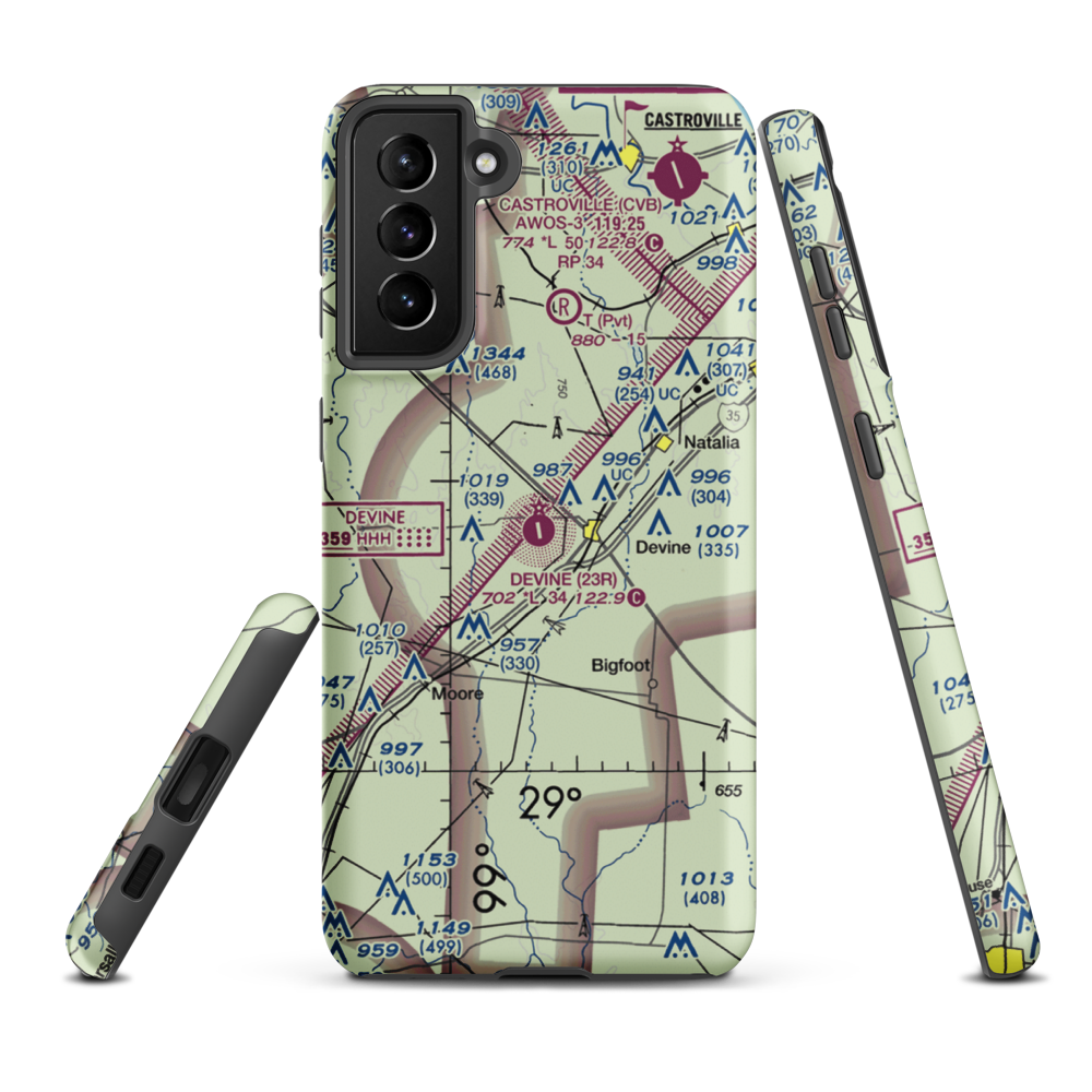 Devine Municipal Airport (23R) VFR Sectional Samsung Phone Case Samsung Galaxy S21 Plus model shown