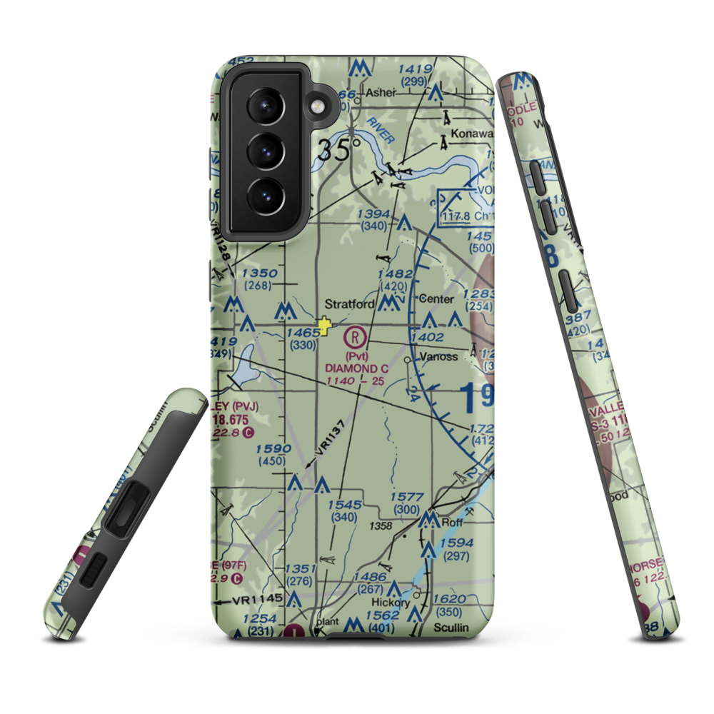 Diamond C Ranch Airport (9OK5) VFR Sectional Samsung Phone Case Samsung Galaxy S21 Plus model shown