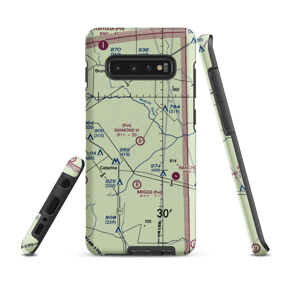Diamond H Ranch Airport (0XS0) VFR Sectional Samsung Phone Case Samsung Galaxy S10 Plus model shown
