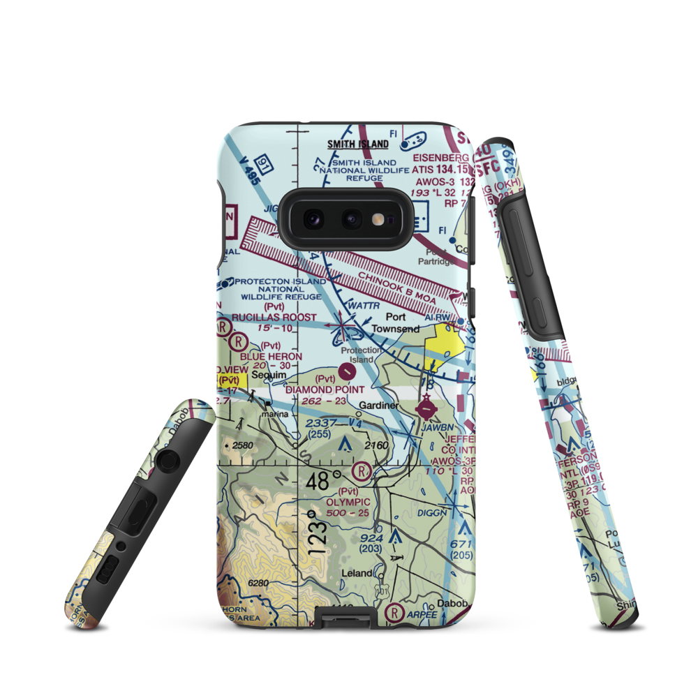 Diamond Point Airstrip (2WA1) VFR Sectional Samsung Phone Case Samsung Galaxy S10e model shown