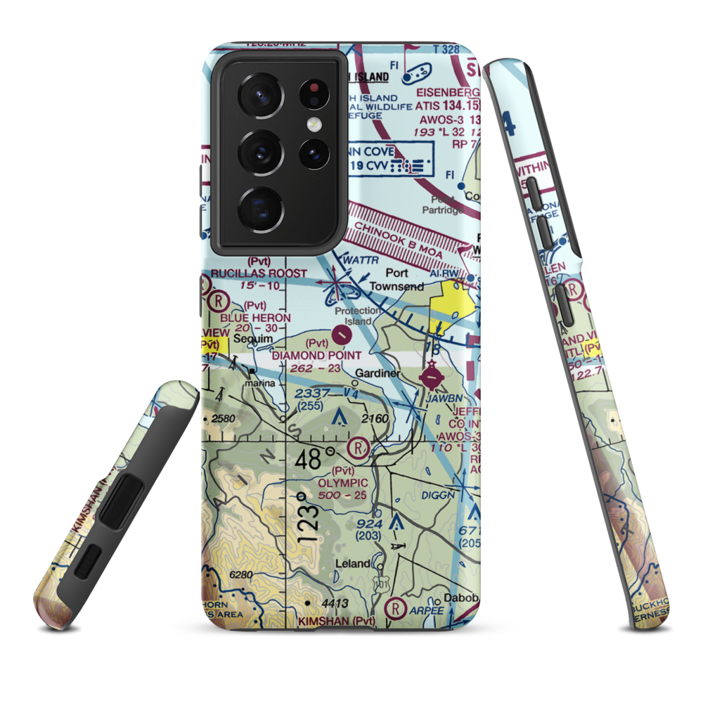 Diamond Point Airstrip (2WA1) VFR Sectional Samsung Phone Case Samsung Galaxy S21 Plus model shown