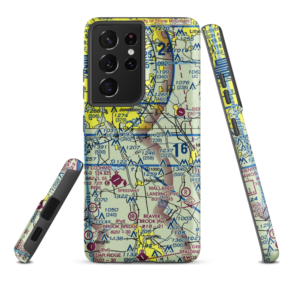 Diamond S Airport (GA89) VFR Sectional Samsung Phone Case Samsung Galaxy S21 Plus model shown