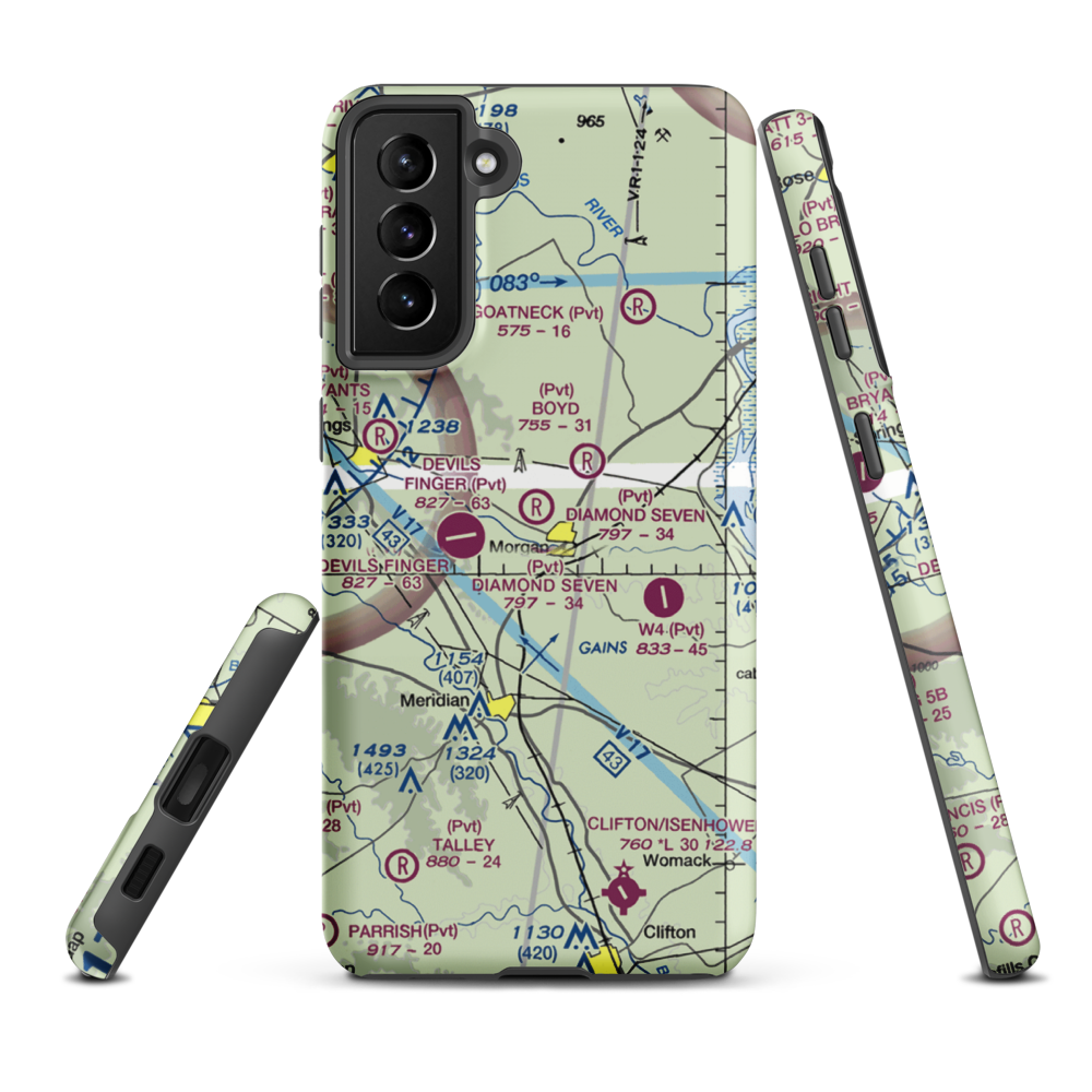 Diamond Seven Ranch Airport (43TA) VFR Sectional Samsung Phone Case Samsung Galaxy S21 FE model shown