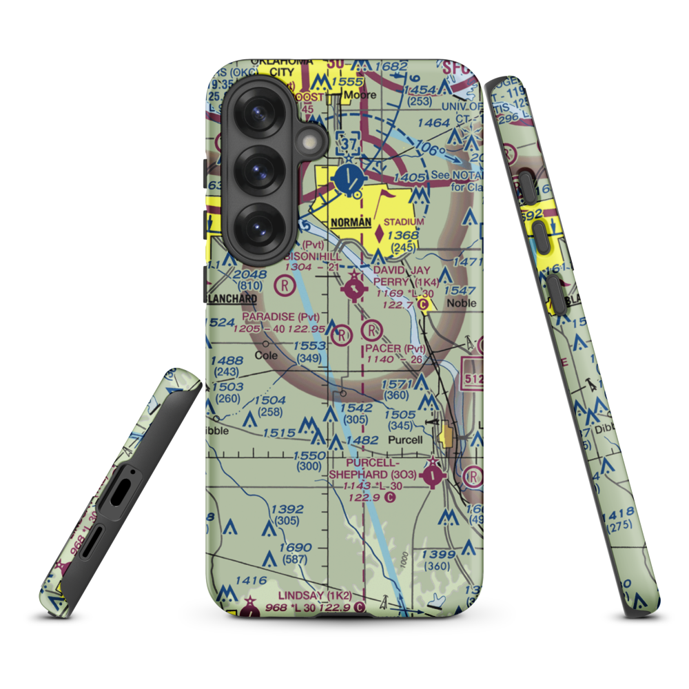 Dick's Airport (OK02) VFR Sectional Samsung Phone Case Samsung Galaxy S25 Plus model shown